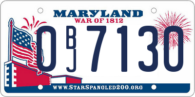 MD license plate 0BJ7130