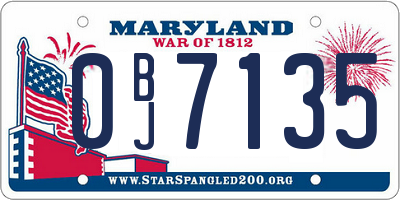 MD license plate 0BJ7135