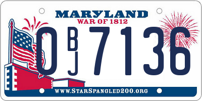 MD license plate 0BJ7136