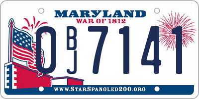 MD license plate 0BJ7141