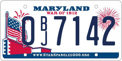 MD license plate 0BJ7142