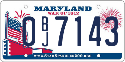 MD license plate 0BJ7143