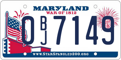 MD license plate 0BJ7149