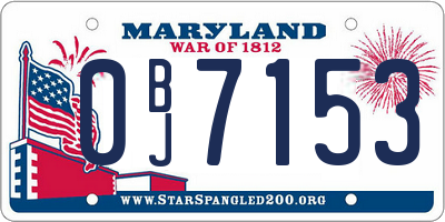 MD license plate 0BJ7153