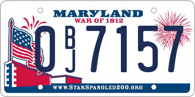 MD license plate 0BJ7157