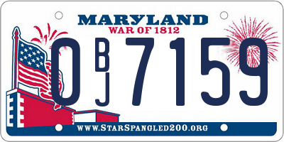 MD license plate 0BJ7159