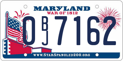 MD license plate 0BJ7162