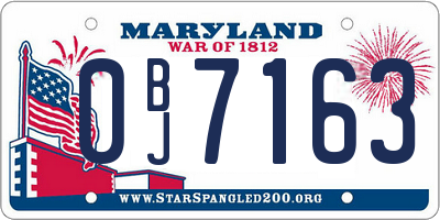 MD license plate 0BJ7163