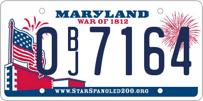 MD license plate 0BJ7164