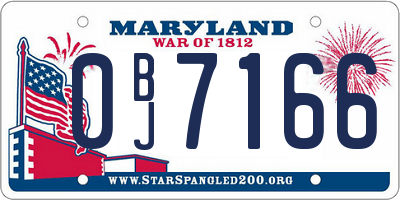 MD license plate 0BJ7166