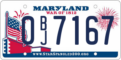 MD license plate 0BJ7167