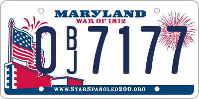 MD license plate 0BJ7177