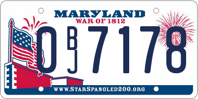 MD license plate 0BJ7178
