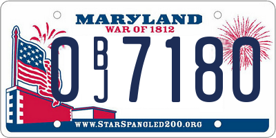 MD license plate 0BJ7180