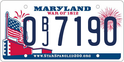 MD license plate 0BJ7190