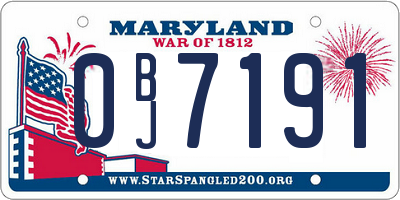 MD license plate 0BJ7191