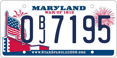 MD license plate 0BJ7195