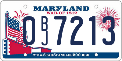 MD license plate 0BJ7213