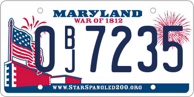 MD license plate 0BJ7235