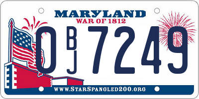 MD license plate 0BJ7249
