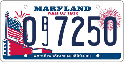 MD license plate 0BJ7250
