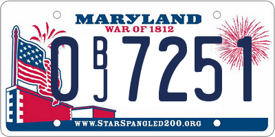 MD license plate 0BJ7251