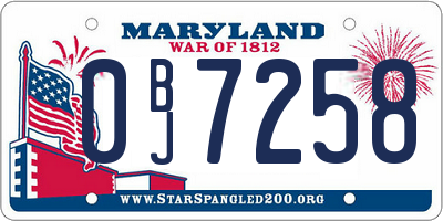 MD license plate 0BJ7258