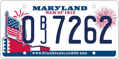 MD license plate 0BJ7262