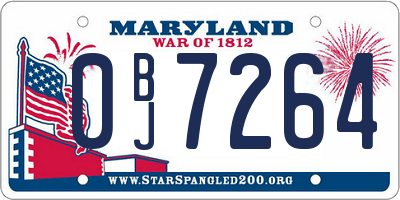 MD license plate 0BJ7264