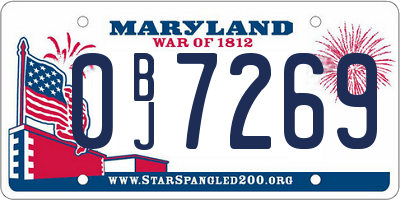 MD license plate 0BJ7269