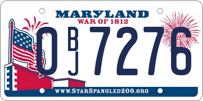 MD license plate 0BJ7276