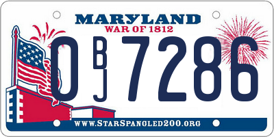 MD license plate 0BJ7286