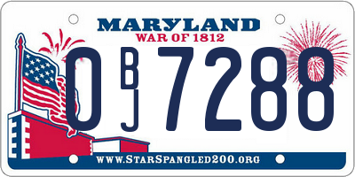 MD license plate 0BJ7288