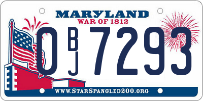 MD license plate 0BJ7293
