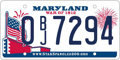 MD license plate 0BJ7294
