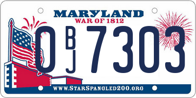 MD license plate 0BJ7303