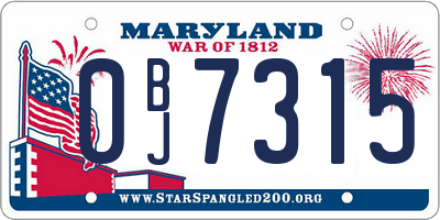 MD license plate 0BJ7315