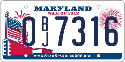 MD license plate 0BJ7316