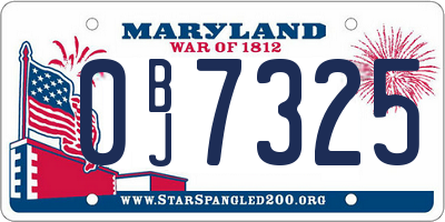 MD license plate 0BJ7325