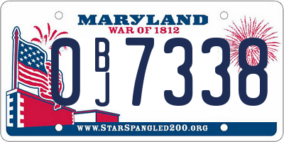 MD license plate 0BJ7338