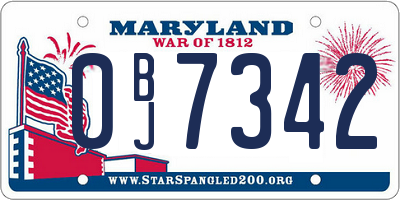 MD license plate 0BJ7342