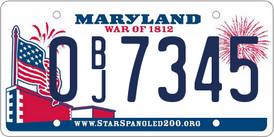 MD license plate 0BJ7345