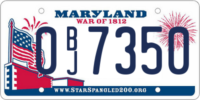 MD license plate 0BJ7350