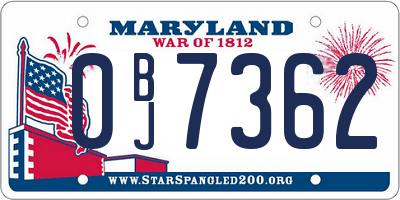 MD license plate 0BJ7362