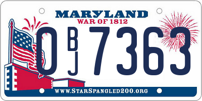 MD license plate 0BJ7363