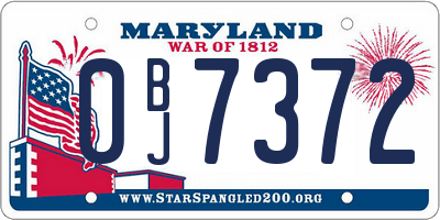 MD license plate 0BJ7372