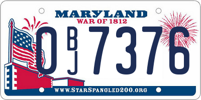 MD license plate 0BJ7376