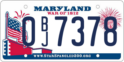 MD license plate 0BJ7378