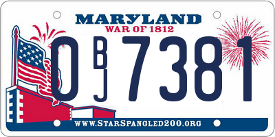 MD license plate 0BJ7381