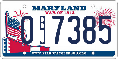 MD license plate 0BJ7385